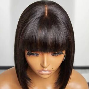 Short Bob wig straight 100 % human hair either lace. 12 inches